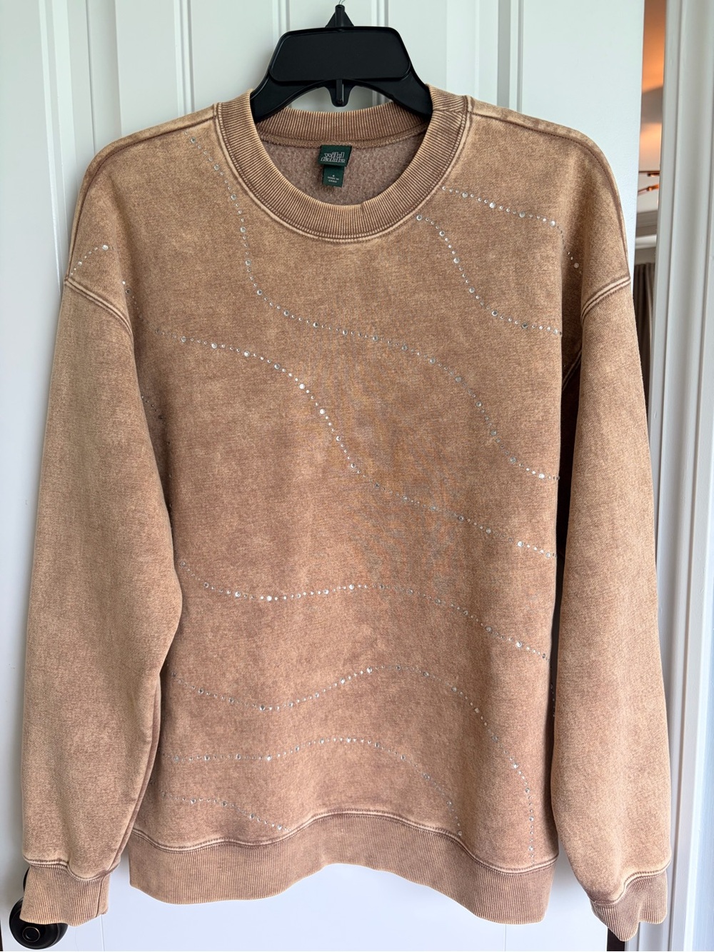 Wild Fable Embellished Light Brown Crewneck Sweatshirt